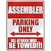  ASSEMBLER PARKING ONLY  PARKING SIGN OCCUPATIONS
