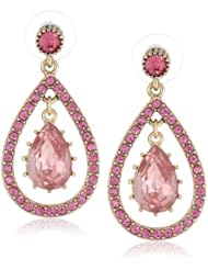 Betsey Johnson "Iconic Pinkalicious" Crystal Orbital Teardrop Earrings