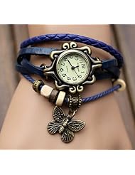 Change 2014 Fashionable Stylish Lady Woman Wrist Watch Leather Bracelet Blue