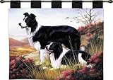 Review ArtExpression  / Border Collie - Artist: Robert May - Fabric Size: 34.00 by 26.00 inches Wall Tapestry with hanging rods and tassels included