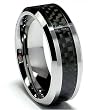 8MM Men's Tungsten Carbide Ring Wedding Band W/ Carbon Fiber Inaly sizes 5 to 15