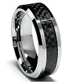 8MM Men's Tungsten Carbide Ring Wedding Band W/ Carbon Fiber Inaly sizes 7 to 14