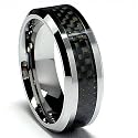 8MM Men's Tungsten Carbide Ring Wedding Band W/ Carbon Fiber Inaly sizes 7 to 14