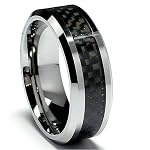 8MM Men's Tungsten Carbide Ring Wedding Band W/ Carbon Fiber Inaly sizes 7 to 14