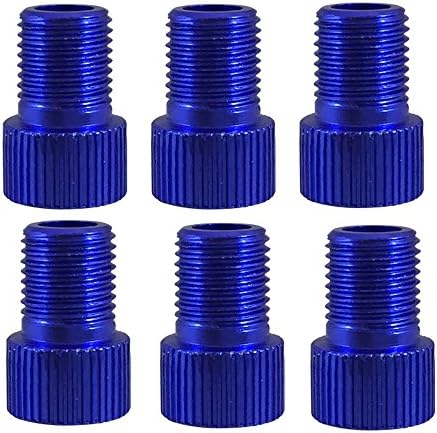 Set of 6 Presta to Schrader Valve Bicycle Adapters - 8 Colors (blue)