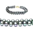 Double Strand 7-7.5 Inches 6-7mm Black Freshwater Cultured Pearl Bracelet
