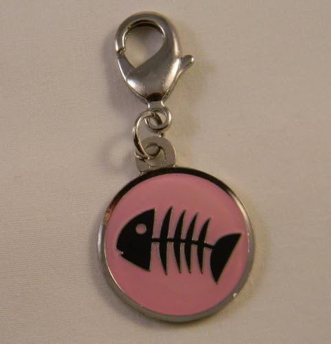 Pink Fish Skeleton Pet Collar Charm