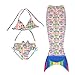Fancy Multi-color Shells Swimable 3pcs Mermaid Tail Children Swimsuit Bikini