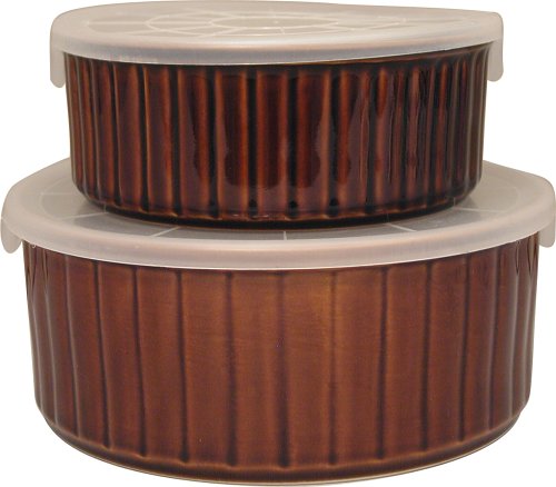 Sango Nova Brown Covered Bakers, Set of 2