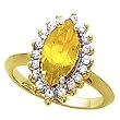 14K Yellow Gold Citrine and Diamond Ring