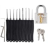Lock Pick Set with Transparent Practice Lock. Professional Practice Padlock for Lock Picking Training Trainer Practice