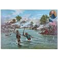 Col. Funston and 20th Kansas volunteers crossing the river at Calumpit, April 26th 1889 (Reprint 24" x 17")