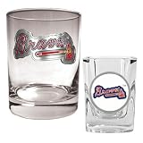 Atlanta Braves MLB Rocks Glass & Square Shot Glass Set - Primary Logo