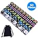 AUSTOR 50 Pieces 6 Sided Game Dice Set 5 Two Tone Colors Dice with Gold Pips Round Corner Dice (Free Pouch) for Playing Games Like Tenzi, Farkle, Yahtzee, Bunco or Teaching Math