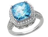Blue Topaz and Diamond 15/16 Carat (ctw) Ring in 18K White Gold