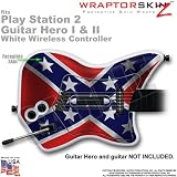 PS2 Guitar Hero I & II White Wireless Controller Skin Confederate Flag by WraptorSkinz TM (GUITAR NOT INCLUDED)