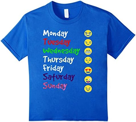 Kids Emoji T-Shirt Love Your Emoticon Shirt 7 Days A Week Color 4 Royal Blue