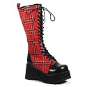 SCENE-1003 1/2 " Blk Pu/Red Plaid P/F Knee Boo