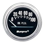 Sunpro CP7957 Electrical Oil Pressure Gauge - Black Dial