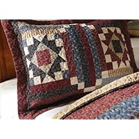 Country Patchwork Quilt Sham Burgundy Standard by Collections Etc