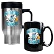 New Orleans Hornets Stainless Steel Travel Mug & Black Ceramic Mug Set - Primary Logo NBA Basketball