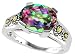 4.00 cts 925 Sterling Silver and 18k Gold Two Tone Genuine Oval Mystic Rainbow Topaz Ring