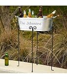 galvanized drink bucket-Personalized Galvanized Beverage Tub with Stand