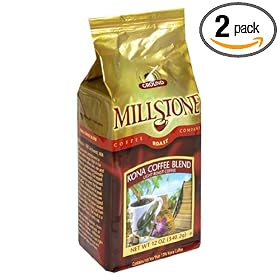 Millstone Kona Blend Ground Coffee, 12-Ounce Packages (Pack of 2)
