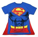 IMAGE OF DC Comics Superman Muscle and Cape Costume T-shirt Large/Blue