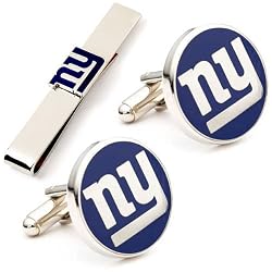 New York Giants NFL Football Cufflinks with Matching Tie Bar Set