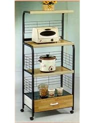 Buy BEAUTIFUL KITCHEN MICROWAVE SHELF W. OUTLET IN BLACK by Cross Country Furniture