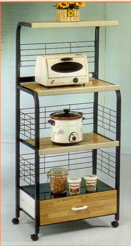 BEAUTIFUL KITCHEN MICROWAVE SHELF W. OUTLET IN BLACK