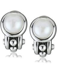 Honora "Pallini" White Freshwater Cultured Pearl Semi Hoop Omega Back Earrings