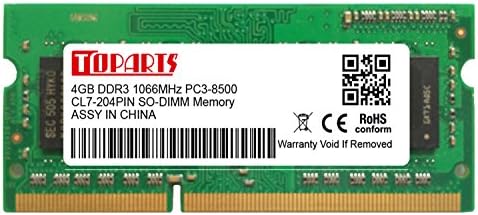 TOPARTS DDR3 4GB (1X4GB) 1066/1067MHz PC3-8500 SO-DIMM Laptop Memory