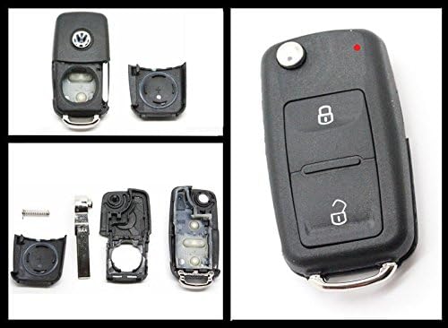 Replacement Folding Remote Key Shell Flip Key Case Fob 2 Button for New VW Volkswagen Transporter Polo Golf with Uncut Blade