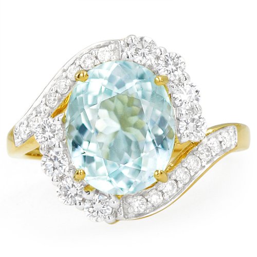 【GemsTV】 18K パライバトルマリン & ダイヤモンド YGリング
