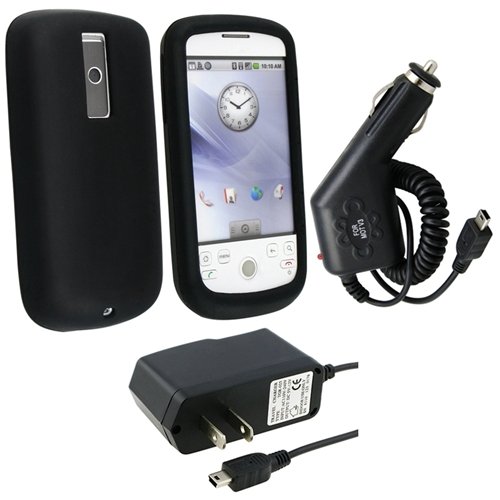 BLACK COVER + CAR + AC CHARGER FOR HTC MY-TOUCH 3G TMOBILE