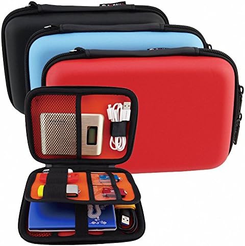 Vallcent Multiple Functional Hard EVA Shockproof Waterproof Carrying Case Pouch Bag for Hard Driver HHD, SD Cards, USB Drivers, Cards ETC - Red