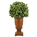 Ash Faux Ball in Tall Round Vase - Green