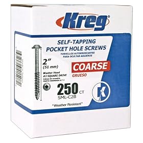 Kreg SML-C2B-250 Blue-Kote Weather Resistant Pocket Hole Screws - 2", #8 Coarse, Washer Head, 250 count: Home Improvement