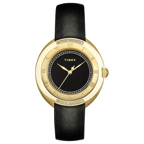 Timex Women's T2M592 Diamond Accented Black Strap Stainless Steel Bracelet Watch