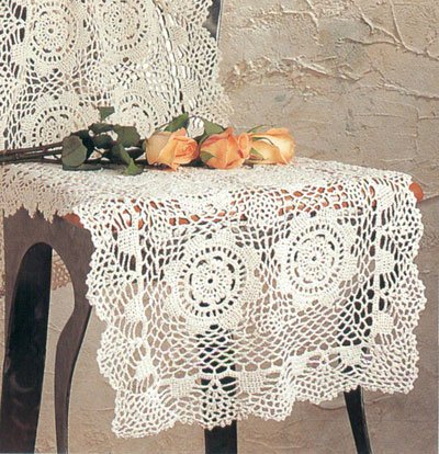 Handmade Crochet Runner 16"x45" Oblong