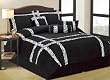 King Size Micro Fiber Black /White Zebra Patchwork Comforter Set