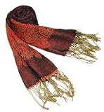 51DTT2cCKjL. SL160  2 Ply Pashmina Silk Cashmere Wedding Dress Long Shawl Wrap Scarf Black Orange Red