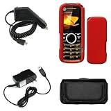 51DTWMCrjgL. SL160  Motorola i296 Combo Solid Red Silicon Skin Case Faceplate Cover + Rapid Car Charger + Home Wall Charger + Black Horizontal Leather Pouch for Motorola i296