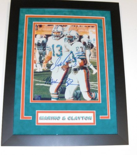 Dan Marino and Mark Clayton Framed Autographed/Hand Signed Miami Dolphins 8x10 Photo