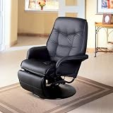 Coaster Furniture Leatherette Swivel Recliner in Black