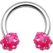 Pink Ferido Crystal Horseshoe Circular Barbell