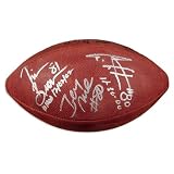 Jerry Rice, Tim Brown, and hris Carter Triple Autographed Football with 1000 Catches Inscription
