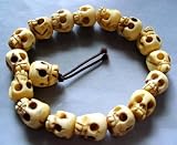 Ox Bone Carved Skull Beads Tibet Buddhist Prayer Bracelet Mala